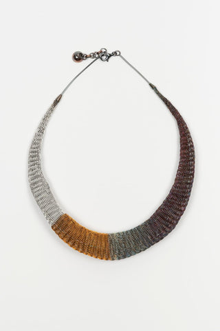 Veiral necklace in silver, gold, gray, and iridescent