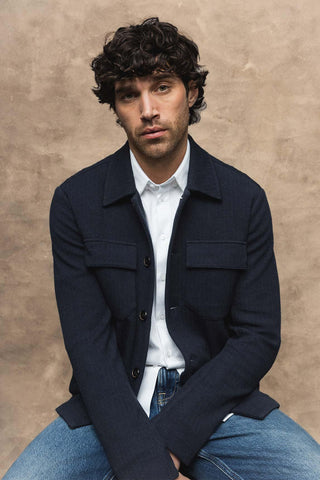 Mos Mosh Austin navy blue overshirt