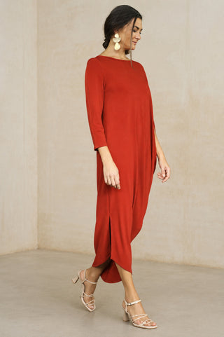 Vestido Indara rojo teja