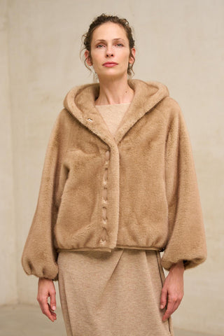 Ostera mink-effect beige coat