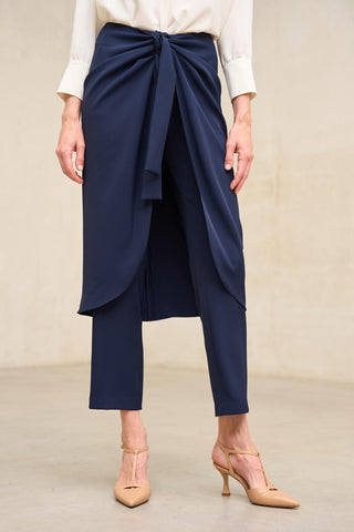 Navy Blue Cunde Trousers with Overlay Skirt