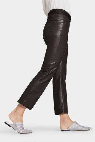 Calças Cambio com cós elástico e efeito pele