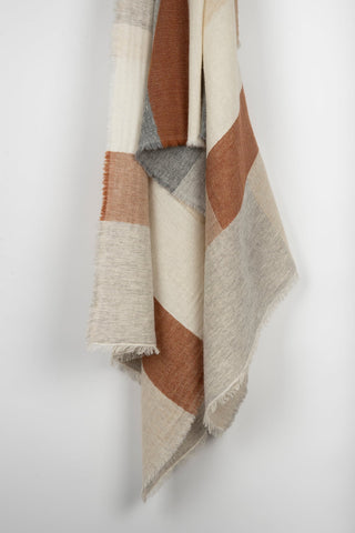 FULAR RAYAS  MARRÓN BEIGE Y GRIS