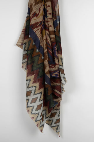 FULAR ROMBOS TONOS MARRONES Y ROJOS