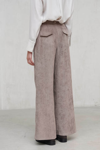 PANTALON ANCHO PANA PLIEGUE DENLANTERO MARRON