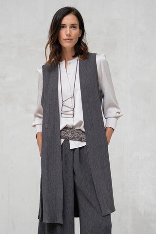 CHALECO LARGO PIEZAS LATERAL GRIS MARENGO