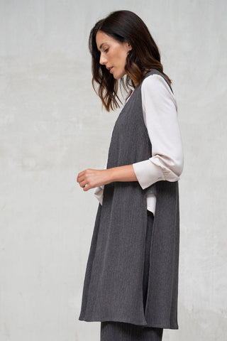 CHALECO LARGO PIEZAS LATERAL GRIS MARENGO