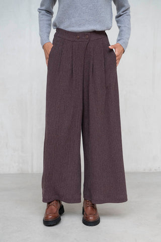PANTALON DOBLE BOTON CRUZADO MARRON