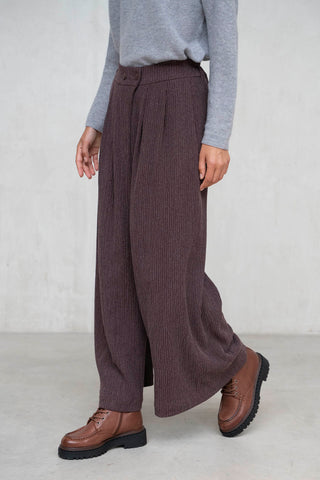 PANTALON DOBLE BOTON CRUZADO MARRON