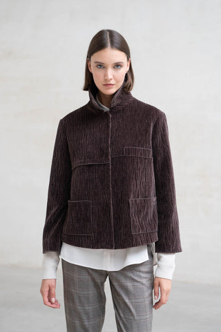 CAZADORA TERCIOPELO CORTES MARRON