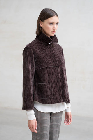 CAZADORA TERCIOPELO CORTES MARRON