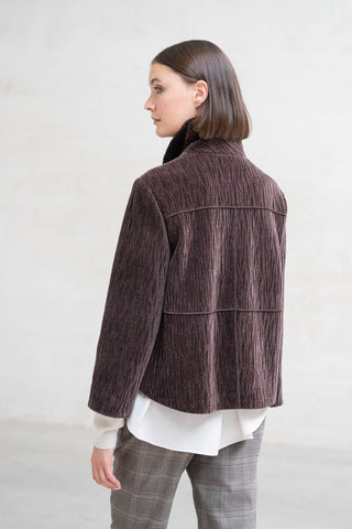 CAZADORA TERCIOPELO CORTES MARRON