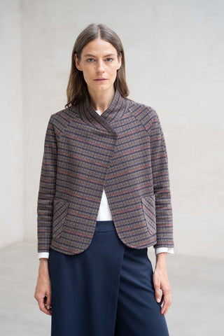 CHAQUETA CRUZADA MANGA RANGLAN CUADRITOS