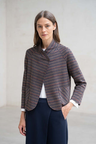 CHAQUETA CRUZADA MANGA RANGLAN CUADRITOS