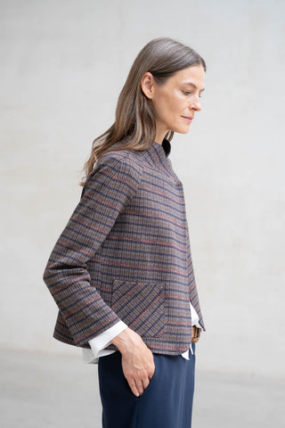 CHAQUETA CRUZADA MANGA RANGLAN CUADRITOS