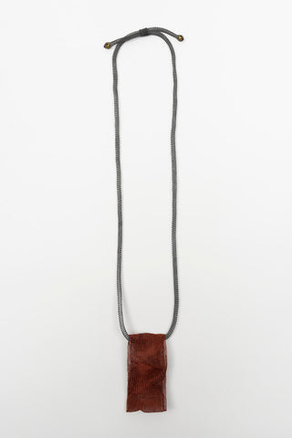 COLLAR MALLA COBRE Y GRIS OSCURO