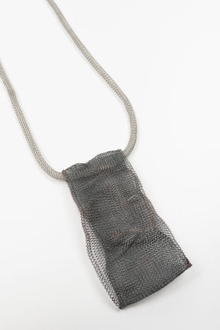 COLLAR MALLA GRIS OSCURO Y PLATA