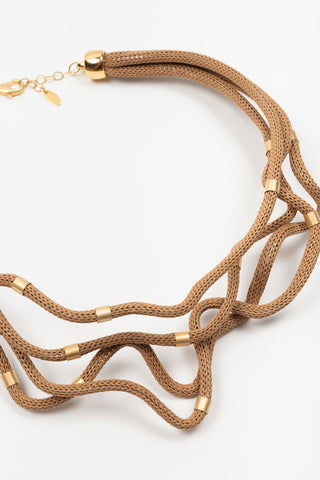 COLLAR CORTO FL PRIVATE TRES CORDONES RÍGIDOS MARRÓN 