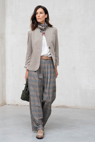 PANTALON ANCHO DOBLE PLIEGUE VERDE Y GRIS