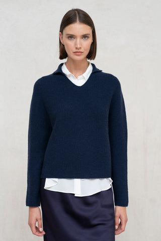 JERSEY LANA Y CASHMERE CUELLO SUBIDO MARINO