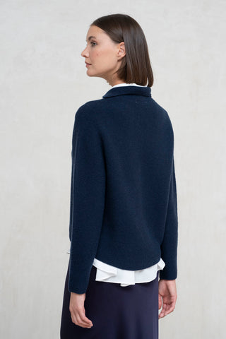 JERSEY LANA Y CASHMERE CUELLO SUBIDO MARINO