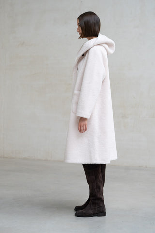 ABRIGO LARGO CAPUCHA REVERSIBLE CRUDO