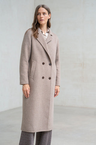 ABRIGO LARGO PAÑO SOLAPAS TOSTADO