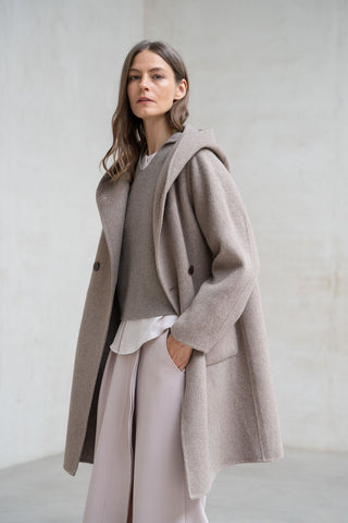 ABRIGO PAÑO CAPUCHA TOSTADO