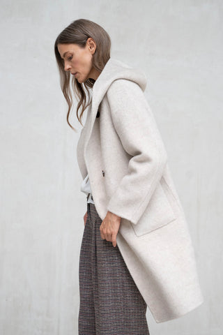 ABRIGO PAÑO CAPUCHA BEIGE