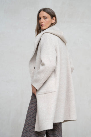 ABRIGO PAÑO CAPUCHA BEIGE