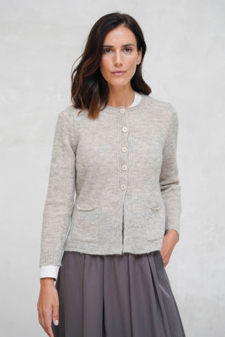 CHAQUETA PUNTO ALBA ENTALLADA CUELLO CAJA ARENA