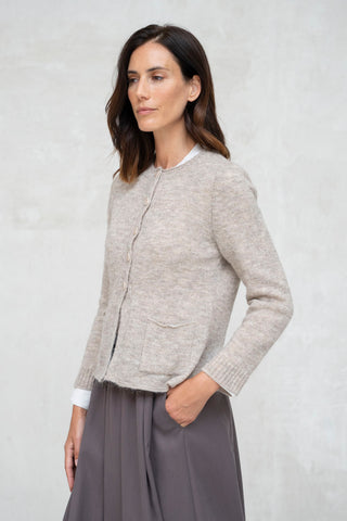 CHAQUETA PUNTO ALBA ENTALLADA CUELLO CAJA ARENA