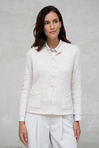 CHAQUETA PUNTO ALBA ENTALLADA CUELLO CAJA CRUDO