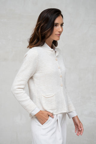 CHAQUETA PUNTO ALBA ENTALLADA CUELLO CAJA CRUDO