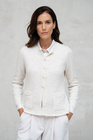 CHAQUETA PUNTO ALBA ENTALLADA CUELLO CAJA CRUDO