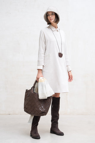 VESTIDO JESI EVASE PANA BOLSILLOS HUESO