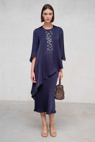 CUERPO SESSA MANGA ASIMÉTRICA MARINO