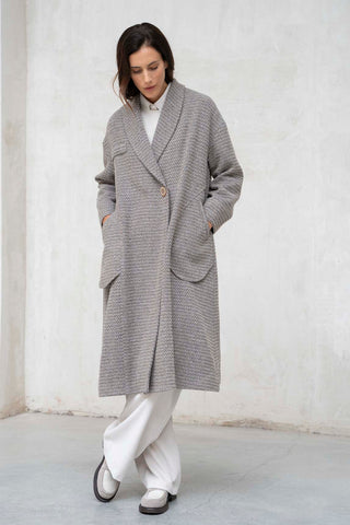 ABRIGO TIVOLI SOLAPAS GRIS JASPEADO