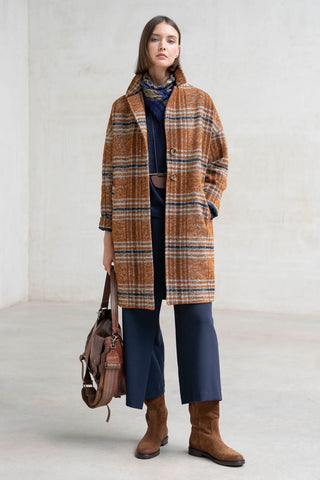 ABRIGO BIELLA CUADROS TEJA