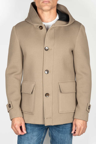 CHAQUETON HOMBRE BEIGE CAPUCHA