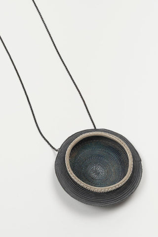 Niara necklace in blue, silver, and gunmetal gray