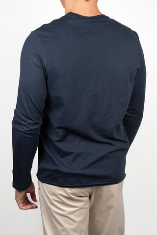 Camiseta Guy azul marino de manga larga con botones