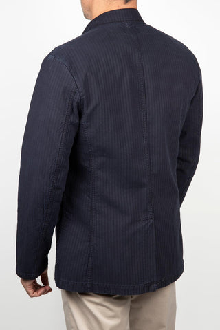 Americana Keeling azul marino con textura a rayas