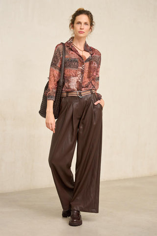 Camisa Regina estampada bordeaux