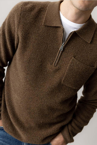 Mos Mosh Odrik brown knit polo shirt