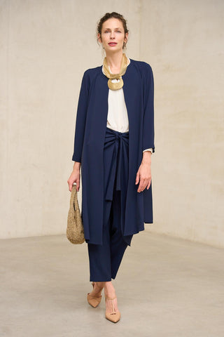 Navy Blue Cunde Trousers with Overlay Skirt