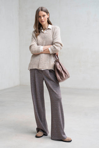 Calça xadrez bordeaux Cuccio