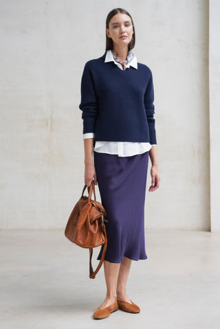 Jersey lana cashmere Trento azul marino